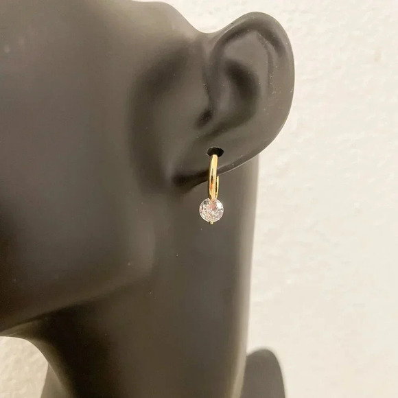 925 Sterling Silver Diamond Huggie Earrings Small Hoop Earrings Dainty Hoops - Picture 12 of 14